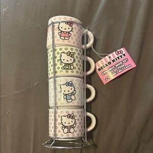 Hello Kitty Stacking Mug Set with Pink, Green, Blue, and Purple